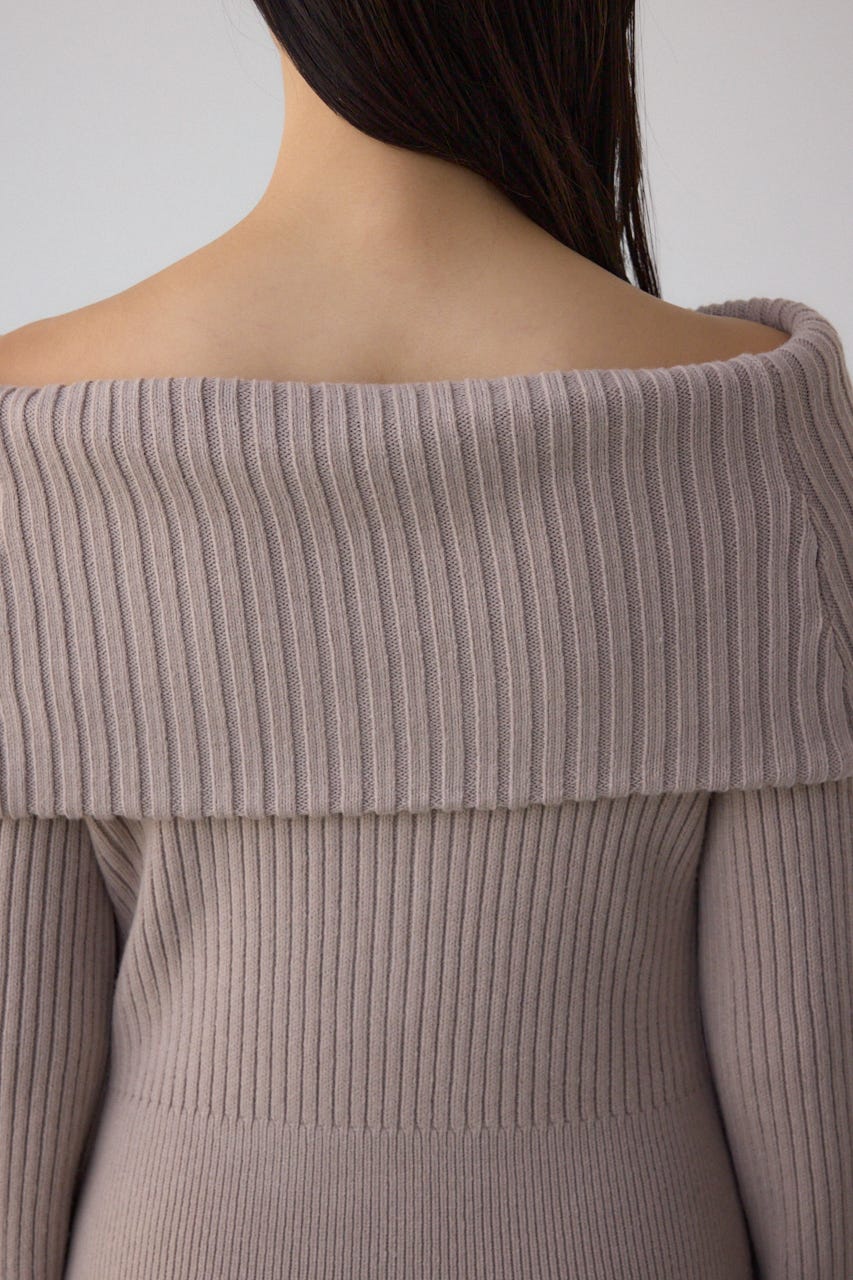 オフショルロングニットワンピース GREIGE S