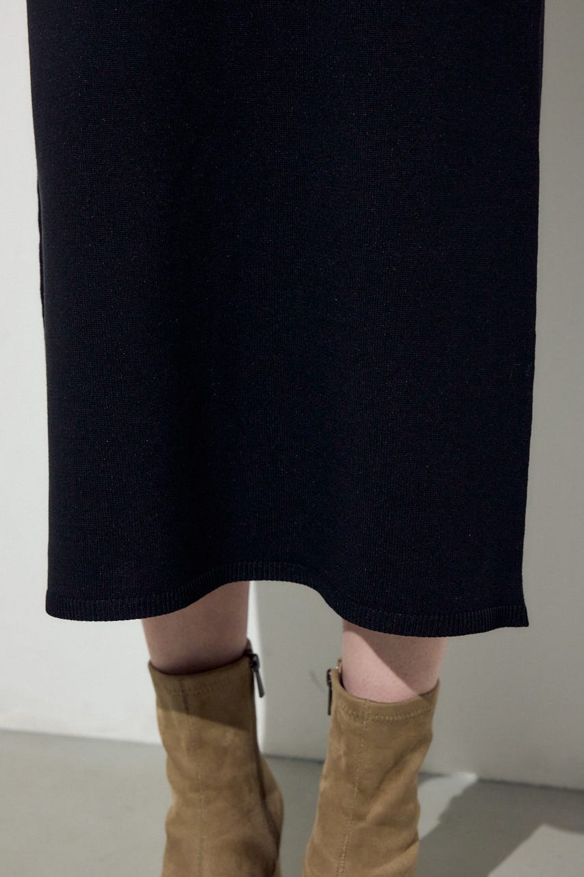 Wジップシャギーカーデセットニットワンピース BLK S