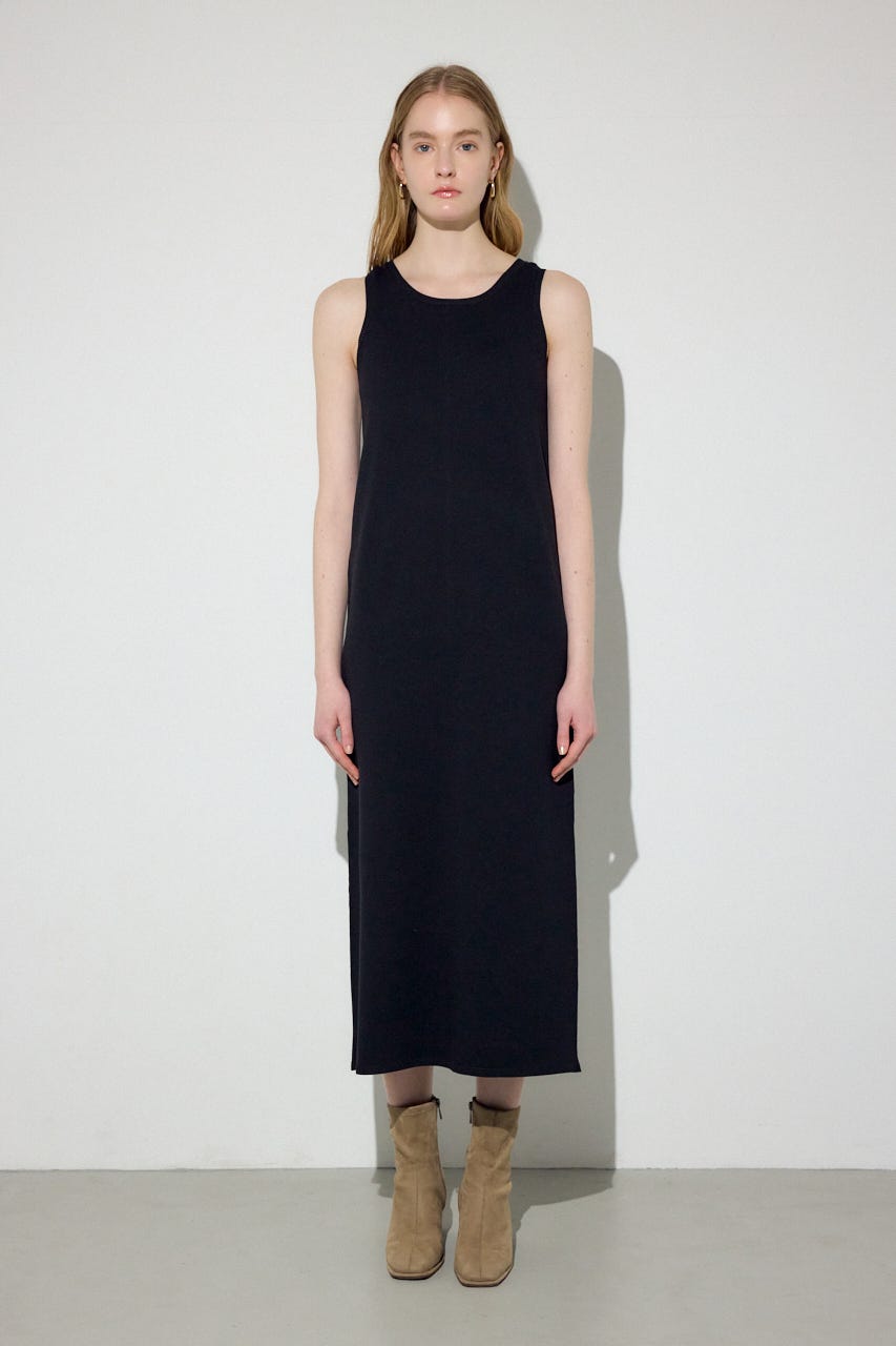 Wジップシャギーカーデセットニットワンピース BLK S