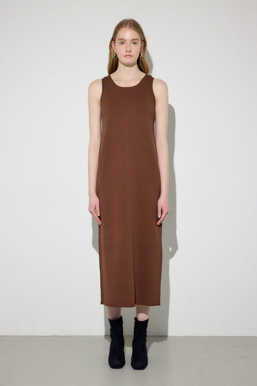 Wジップシャギーカーデセットニットワンピース BRN S