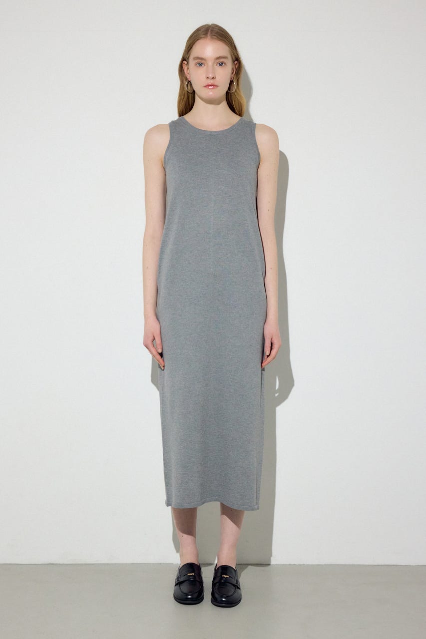 Wジップシャギーカーデセットニットワンピース GRY S