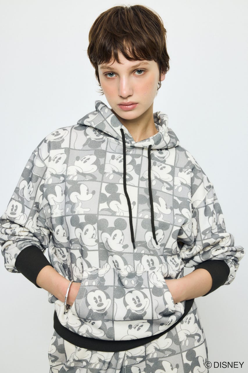 AD総柄グラフィックパーカー / MICKEY BLK S