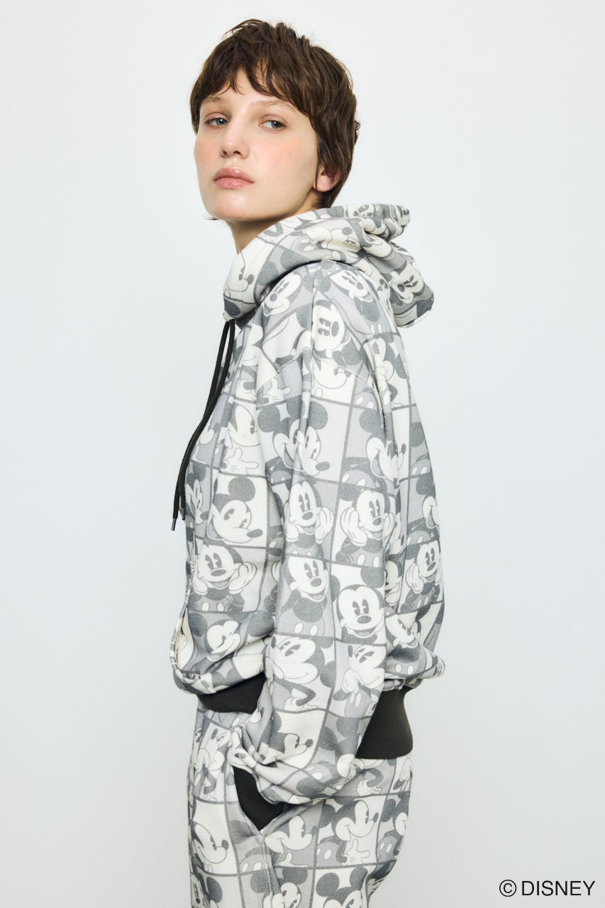 AD総柄グラフィックパーカー / MICKEY BLK S