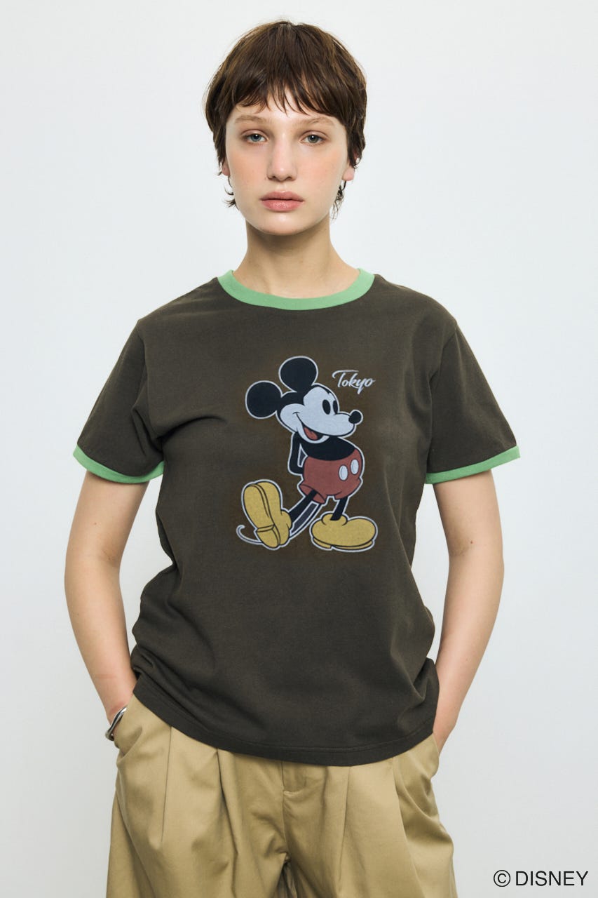 ADプリント半袖リンガーT / MICKEY KHA M