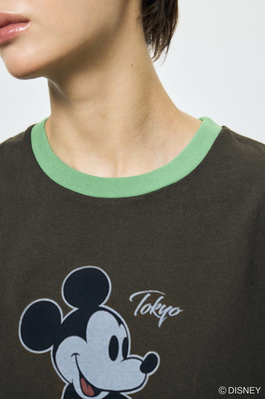 ADプリント半袖リンガーT / MICKEY KHA M