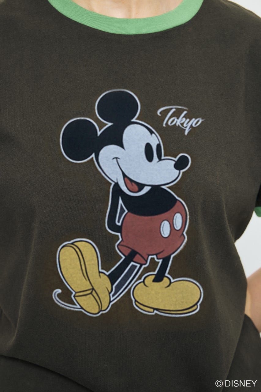 ADプリント半袖リンガーT / MICKEY KHA M