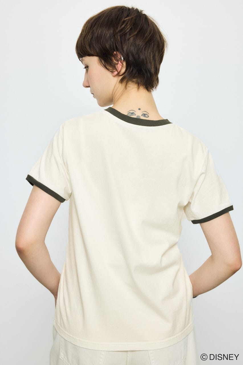 ADプリント半袖リンガーT / MICKEY O/WHT S