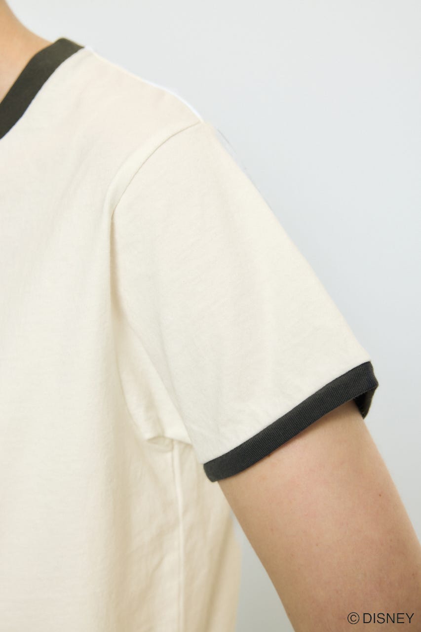 ADプリント半袖リンガーT / MICKEY O/WHT S