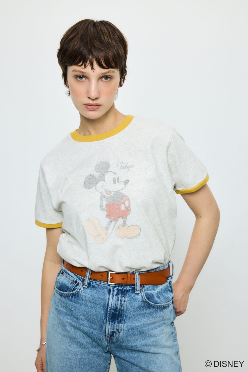 ADプリント半袖リンガーT / MICKEY T.GRY M