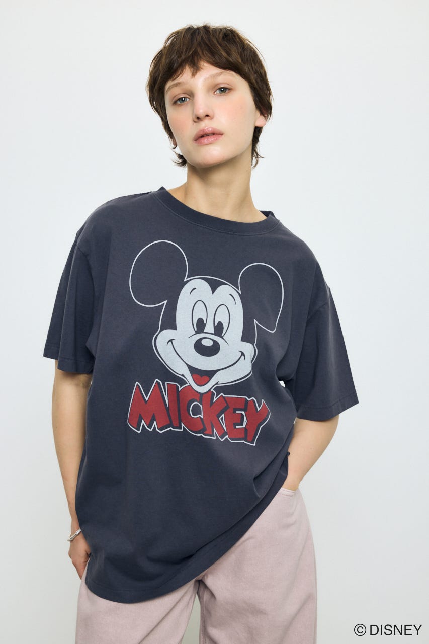 ADルーズ半袖プリントT / MICKEY BLK M