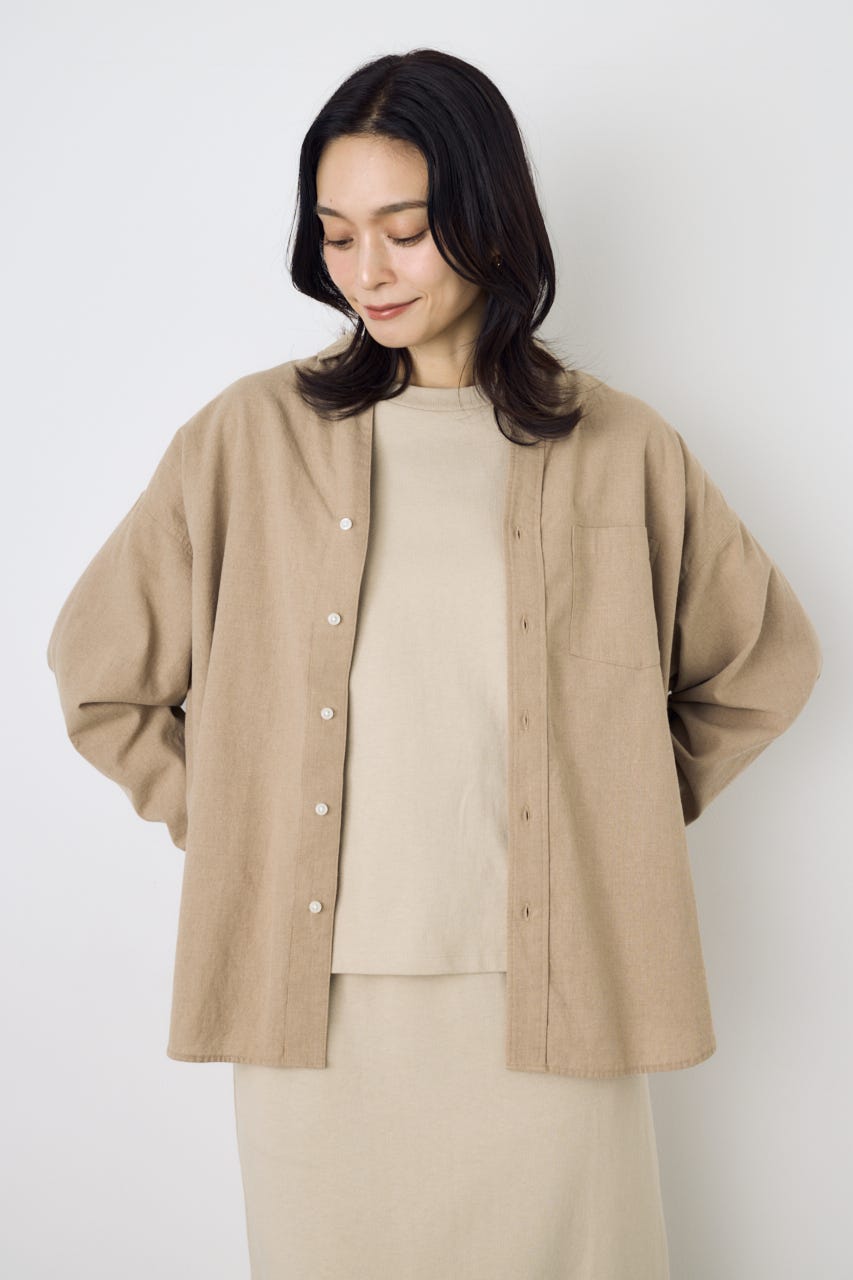 フレンチリネンCOOLMAXアーバンリラックスシャツ BEG M