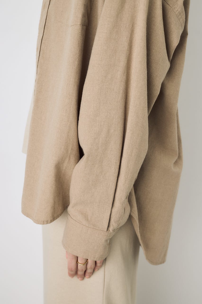 フレンチリネンCOOLMAXアーバンリラックスシャツ BEG M