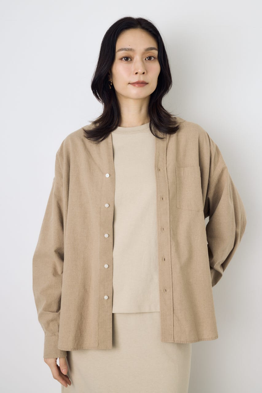 フレンチリネンCOOLMAXアーバンリラックスシャツ BEG M