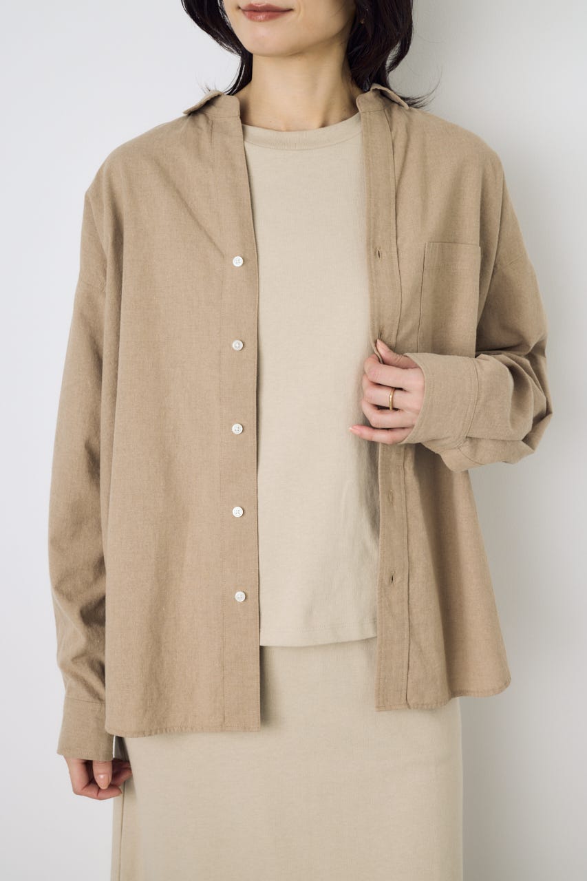 フレンチリネンCOOLMAXアーバンリラックスシャツ BEG M