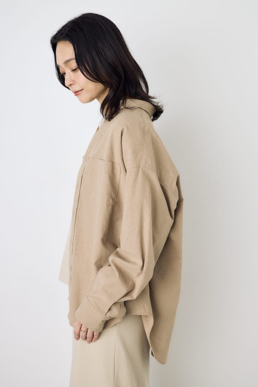 フレンチリネンCOOLMAXアーバンリラックスシャツ BEG M