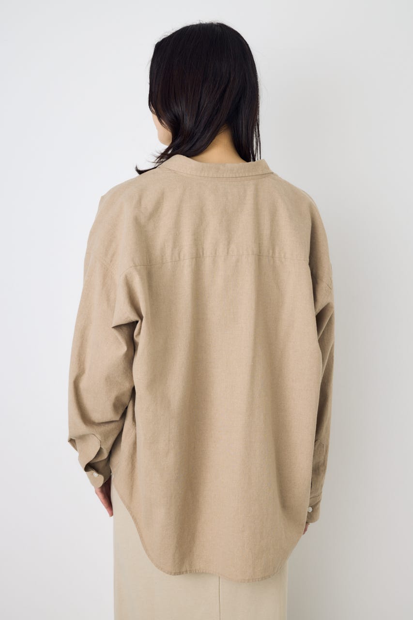 フレンチリネンCOOLMAXアーバンリラックスシャツ BEG M