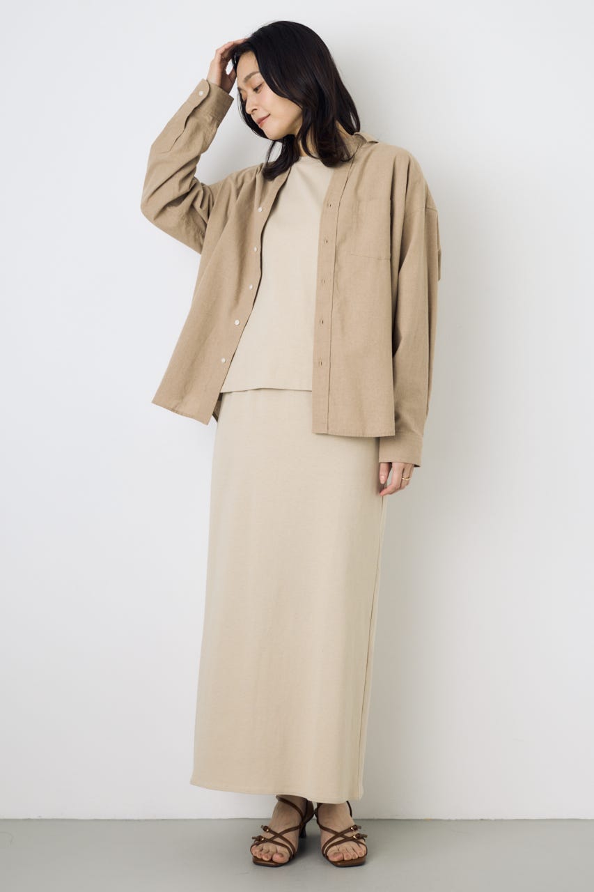 フレンチリネンCOOLMAXアーバンリラックスシャツ BEG M