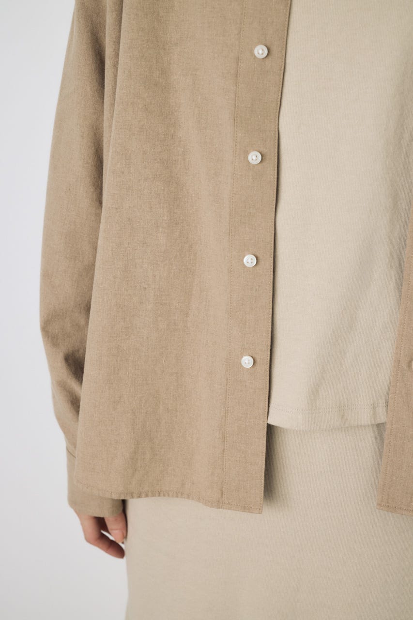 フレンチリネンCOOLMAXアーバンリラックスシャツ BEG M