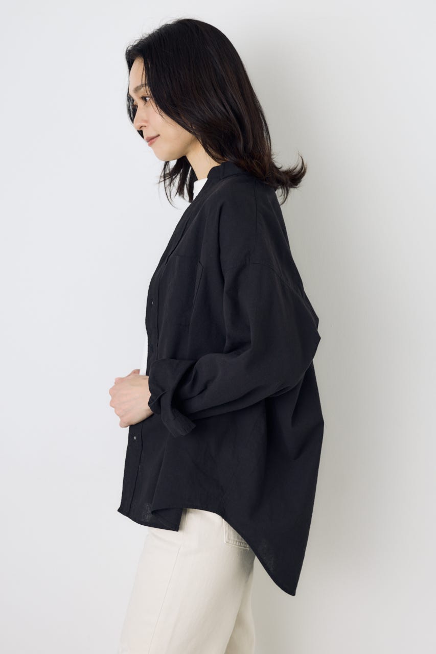 フレンチリネンCOOLMAXアーバンリラックスシャツ BLK S