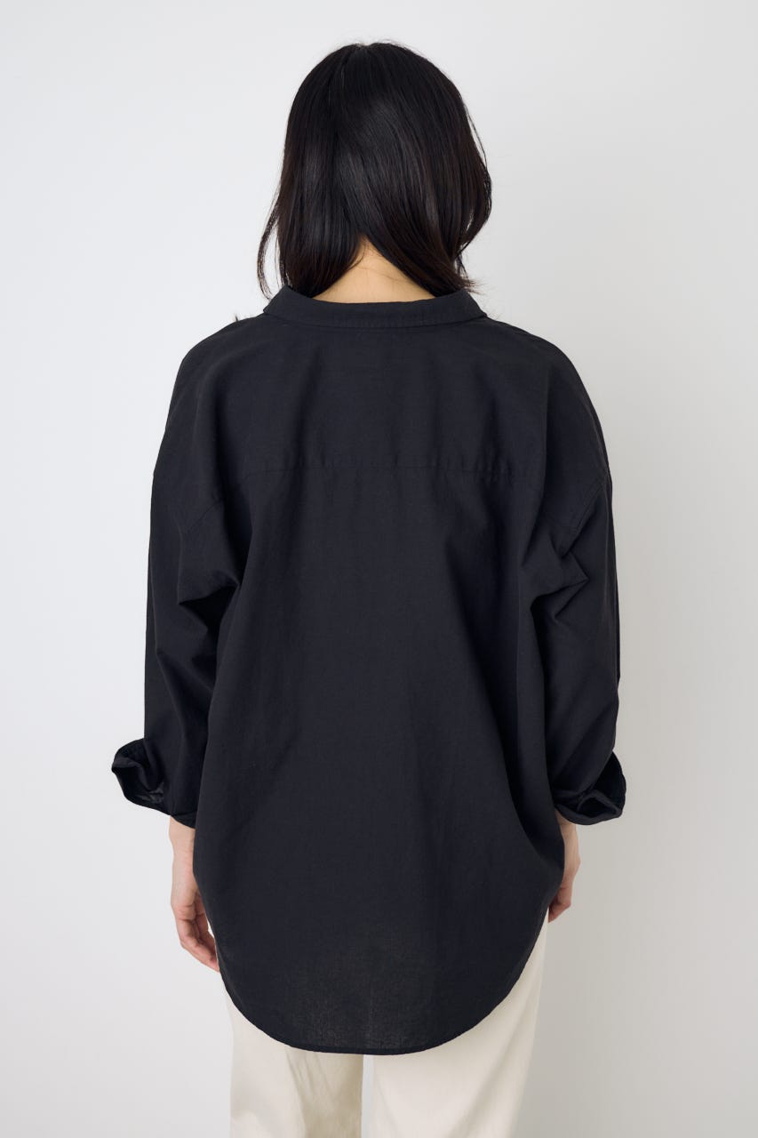 フレンチリネンCOOLMAXアーバンリラックスシャツ BLK S