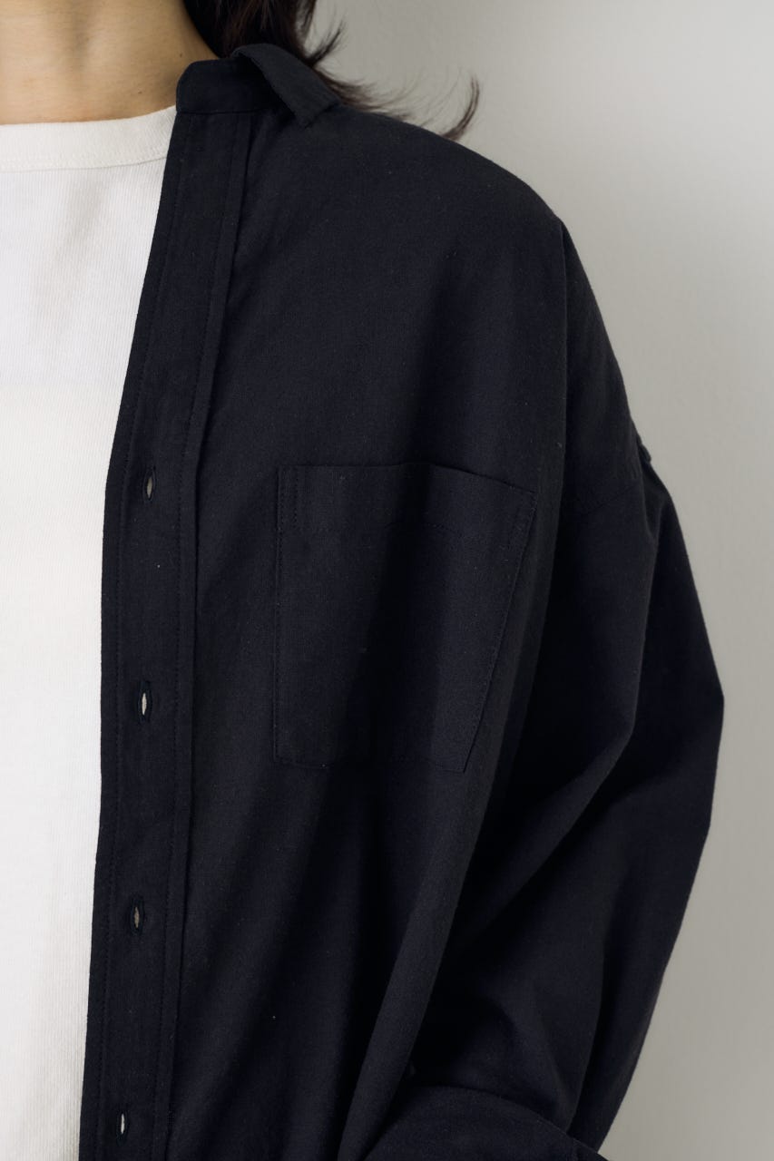 フレンチリネンCOOLMAXアーバンリラックスシャツ BLK S