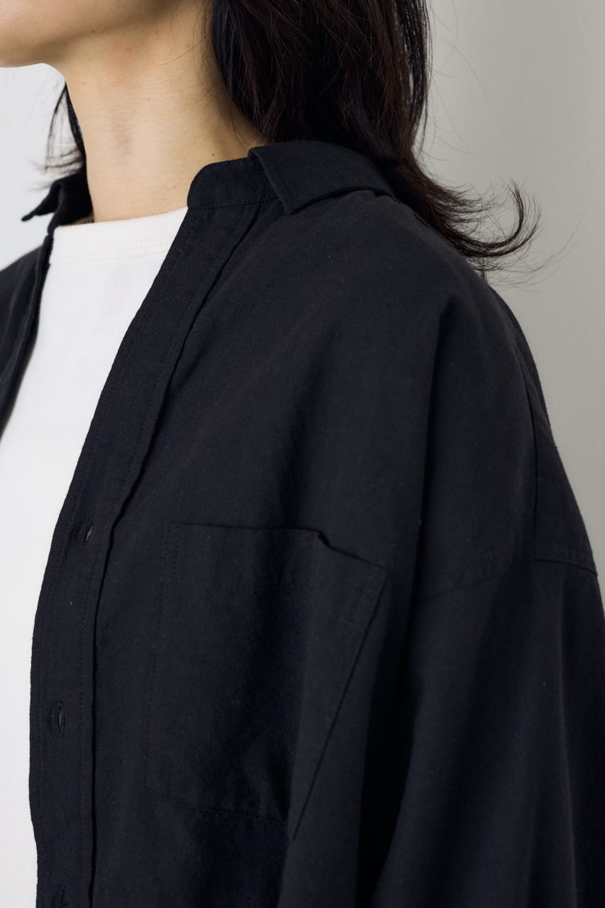 フレンチリネンCOOLMAXアーバンリラックスシャツ BLK S