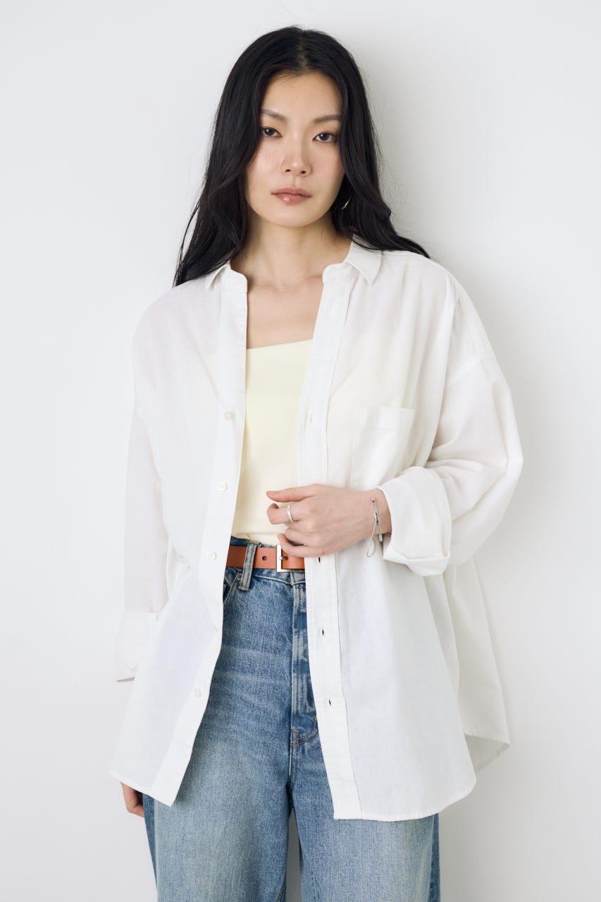 フレンチリネンCOOLMAXアーバンリラックスシャツ O/WHT M