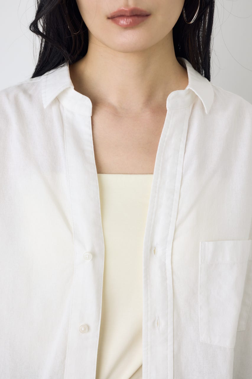 フレンチリネンCOOLMAXアーバンリラックスシャツ O/WHT M