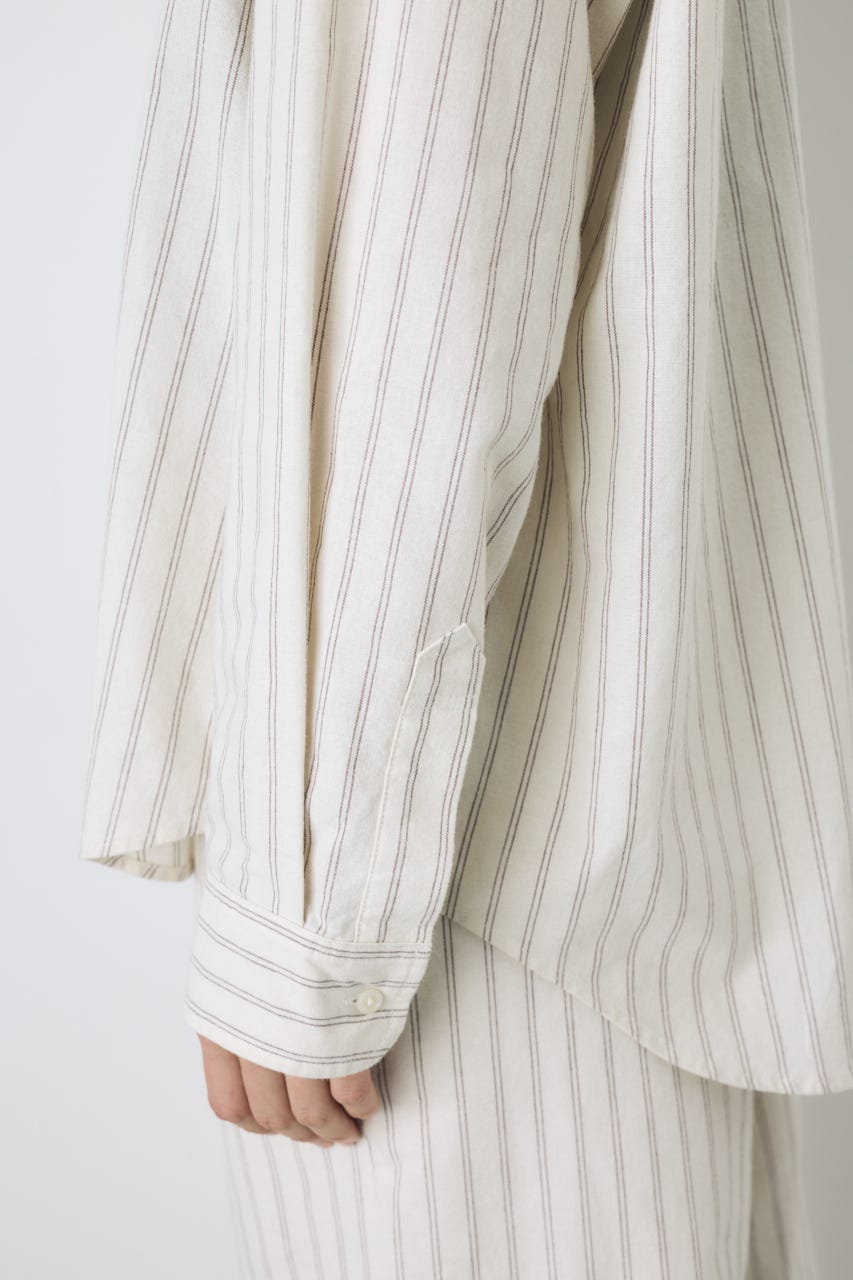 フレンチリネンCOOLMAXアーバンリラックスシャツ Stripe M