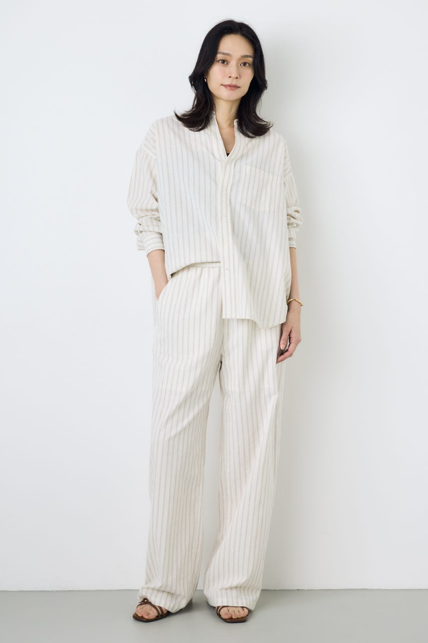 フレンチリネンCOOLMAXアーバンリラックスシャツ Stripe M