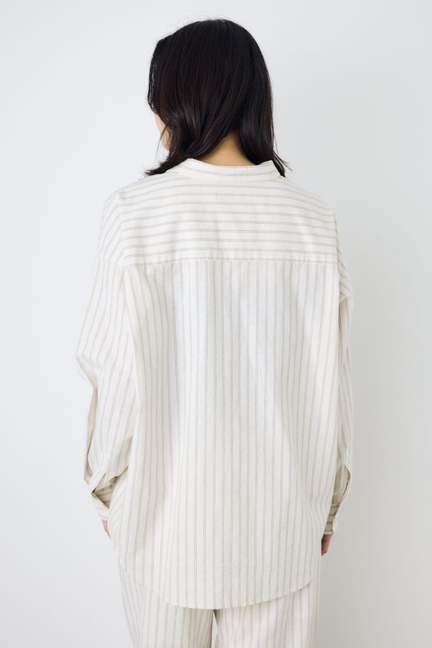 フレンチリネンCOOLMAXアーバンリラックスシャツ Stripe M