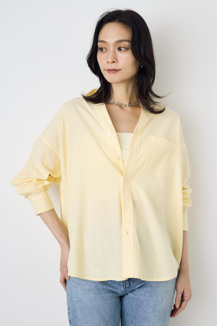 フレンチリネンCOOLMAXアーバンリラックスシャツ YEL M