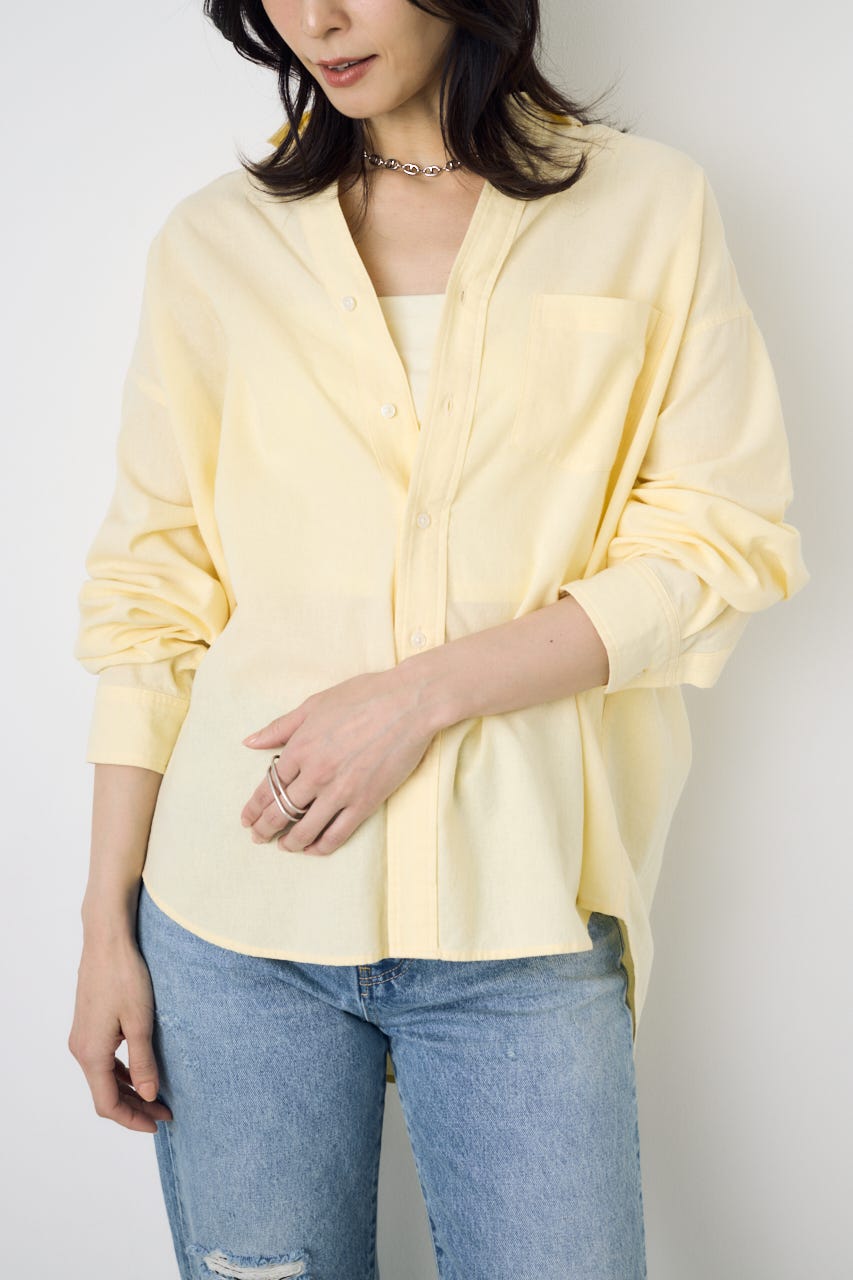 フレンチリネンCOOLMAXアーバンリラックスシャツ YEL M