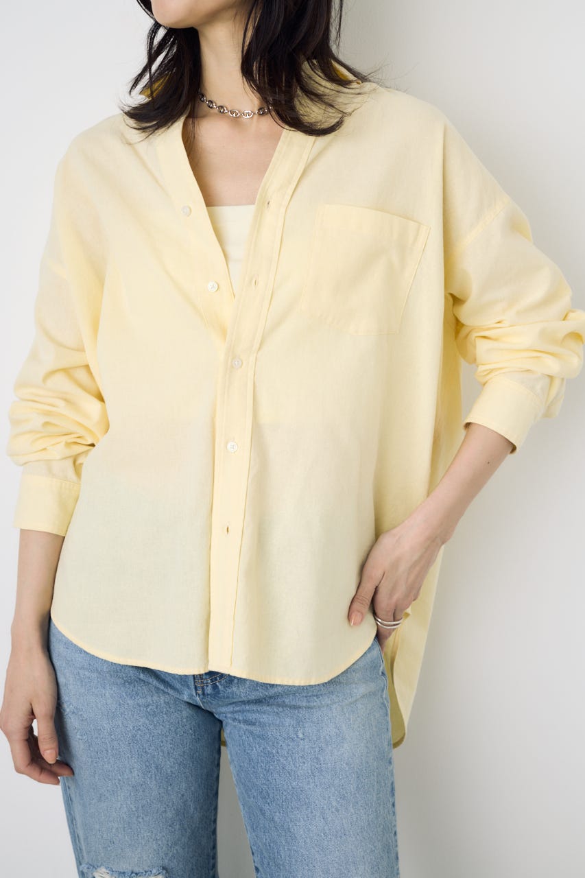 フレンチリネンCOOLMAXアーバンリラックスシャツ YEL M