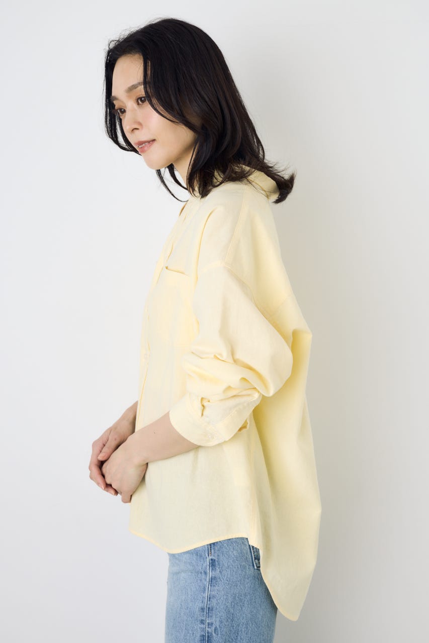 フレンチリネンCOOLMAXアーバンリラックスシャツ YEL M