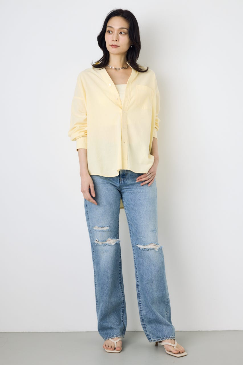 フレンチリネンCOOLMAXアーバンリラックスシャツ YEL M