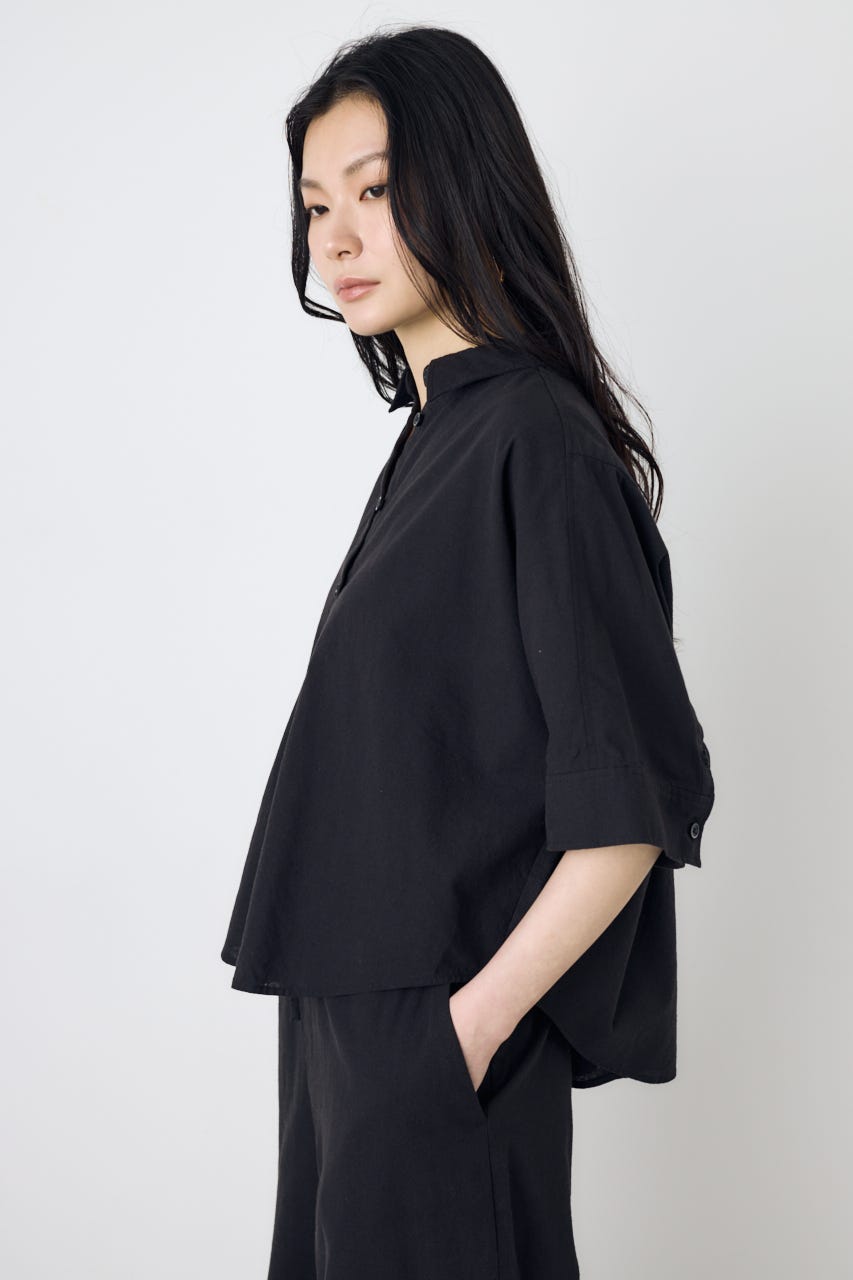 フレンチリネンCOOLMAXショートドルマンシャツ BLK FREE