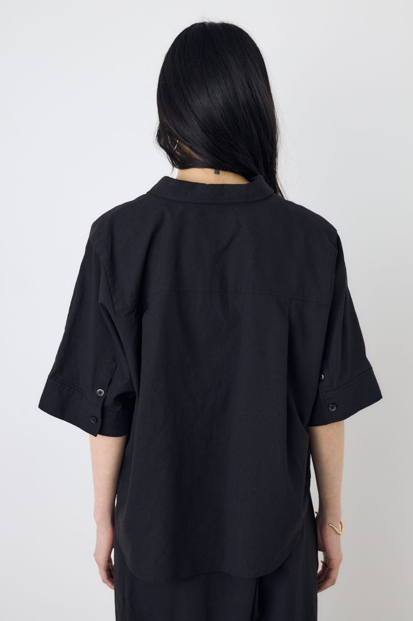 フレンチリネンCOOLMAXショートドルマンシャツ BLK FREE
