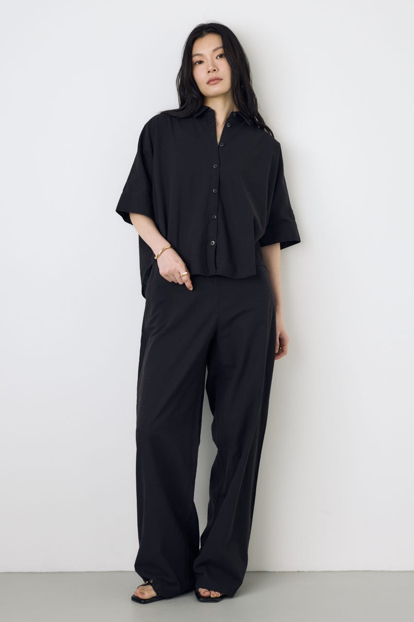 フレンチリネンCOOLMAXショートドルマンシャツ BLK FREE