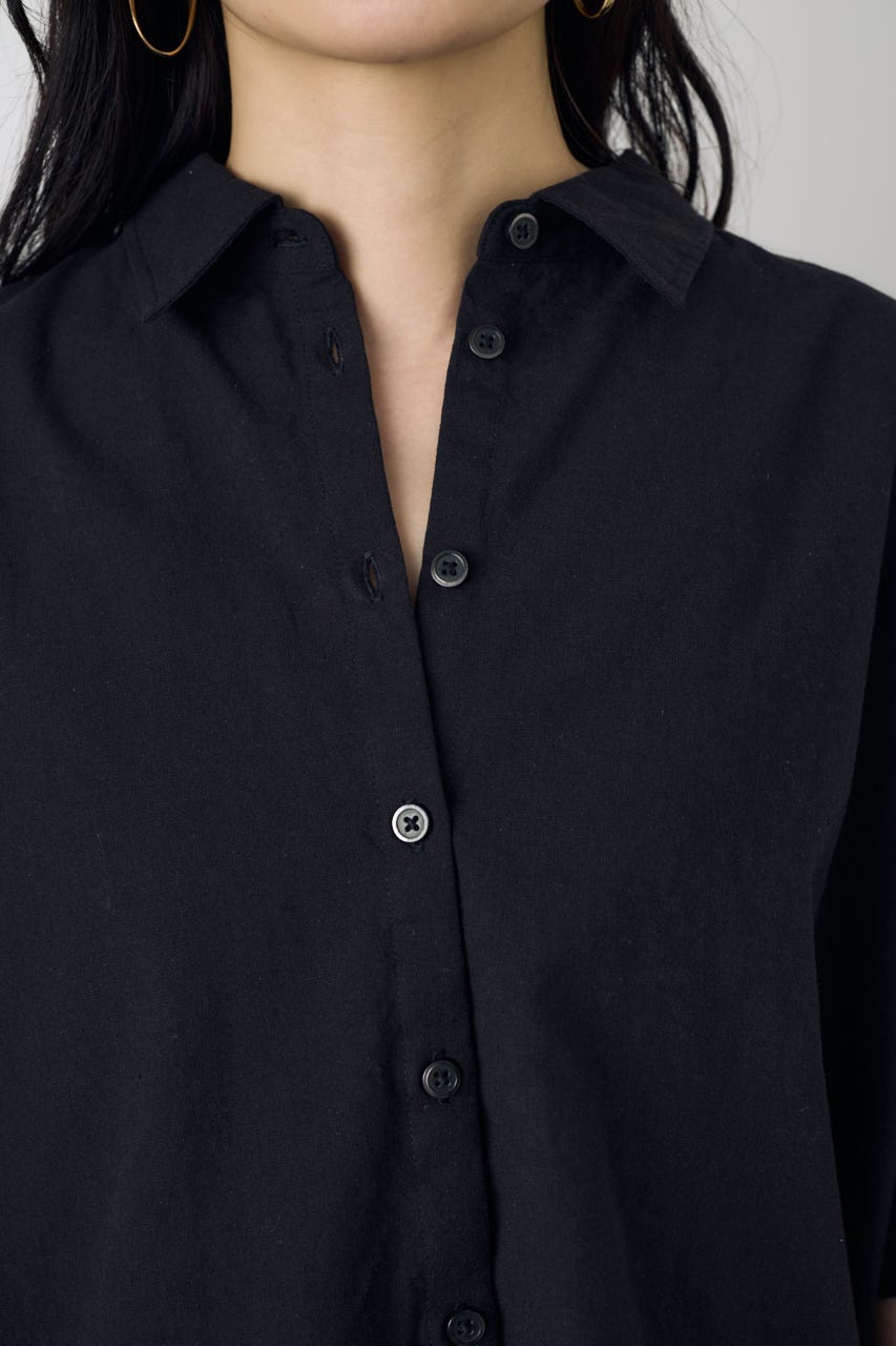 フレンチリネンCOOLMAXショートドルマンシャツ BLK FREE