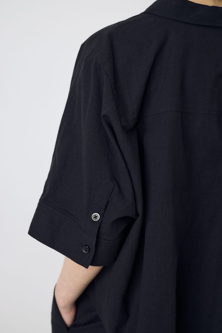フレンチリネンCOOLMAXショートドルマンシャツ BLK FREE