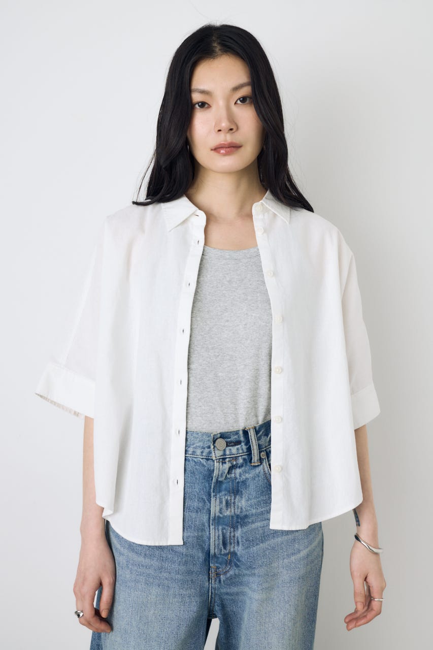 フレンチリネンCOOLMAXショートドルマンシャツ O/WHT FREE