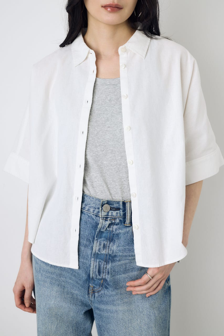 フレンチリネンCOOLMAXショートドルマンシャツ O/WHT FREE