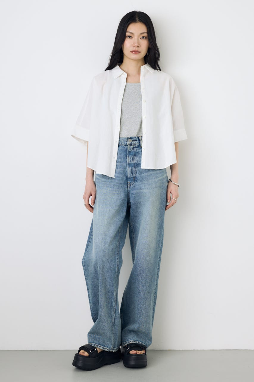 フレンチリネンCOOLMAXショートドルマンシャツ O/WHT FREE