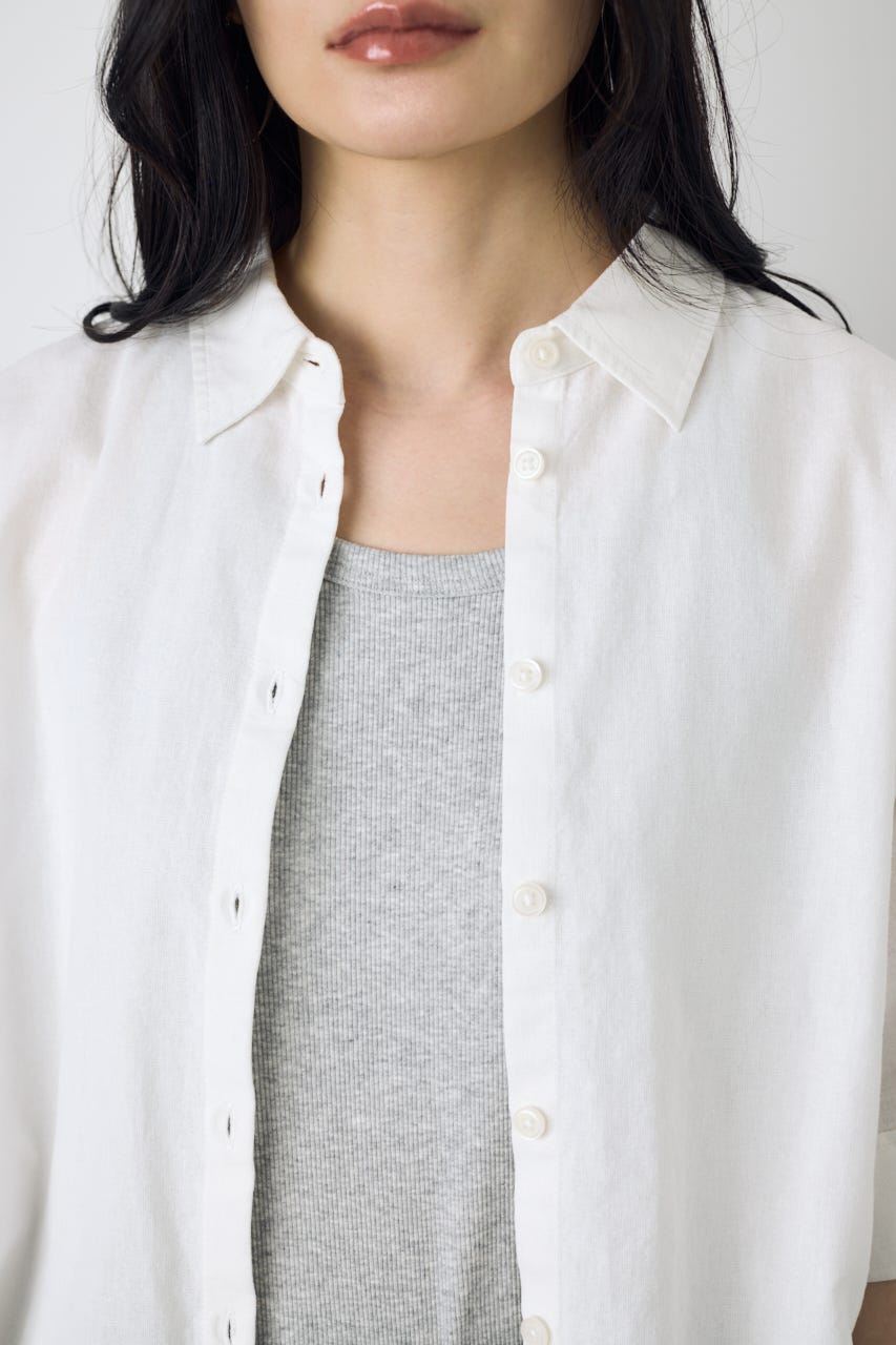 フレンチリネンCOOLMAXショートドルマンシャツ O/WHT FREE