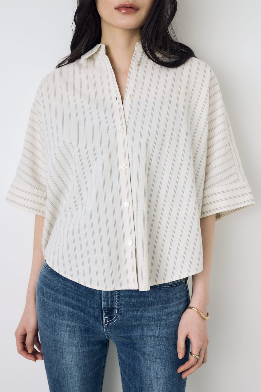 フレンチリネンCOOLMAXショートドルマンシャツ Stripe FREE
