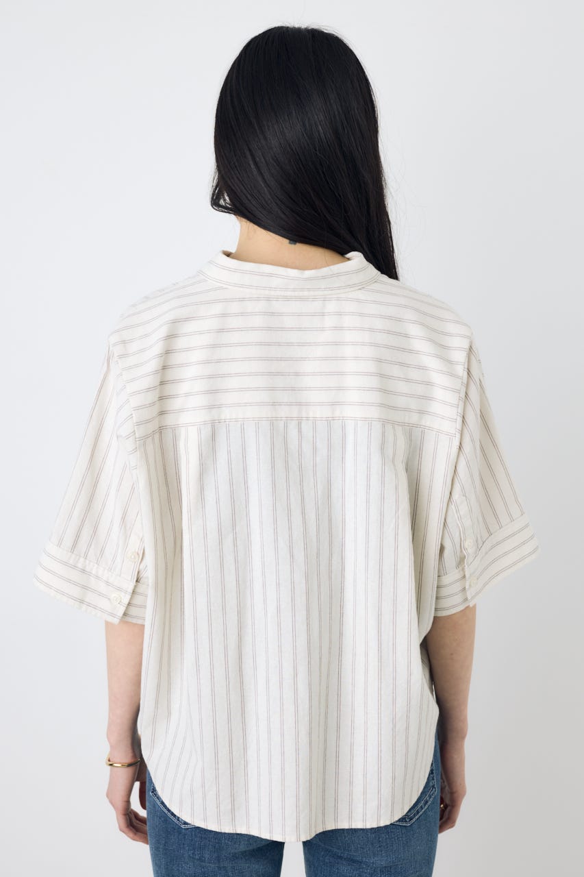 フレンチリネンCOOLMAXショートドルマンシャツ Stripe FREE