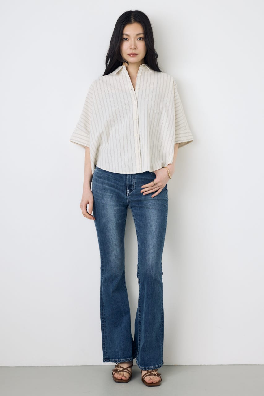 フレンチリネンCOOLMAXショートドルマンシャツ Stripe FREE