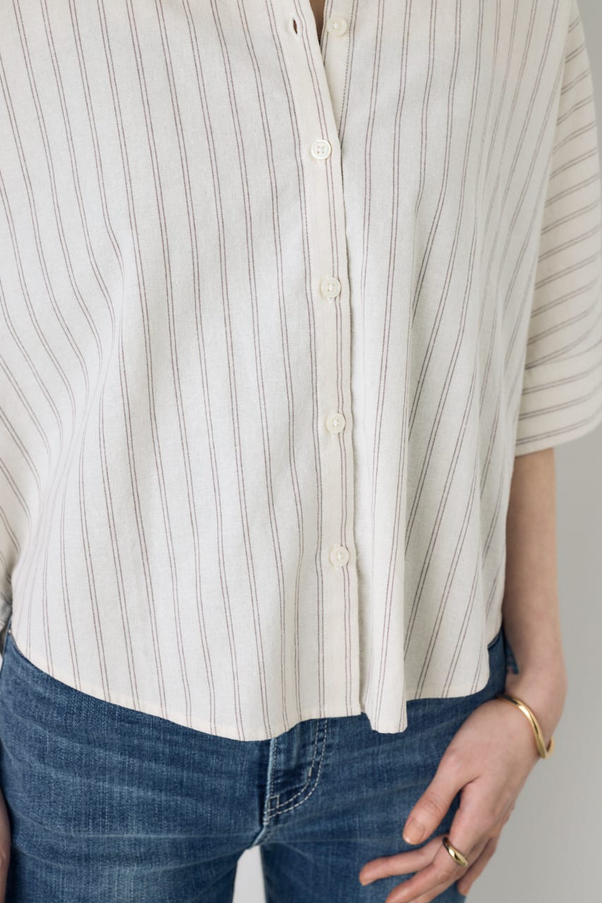 フレンチリネンCOOLMAXショートドルマンシャツ Stripe FREE