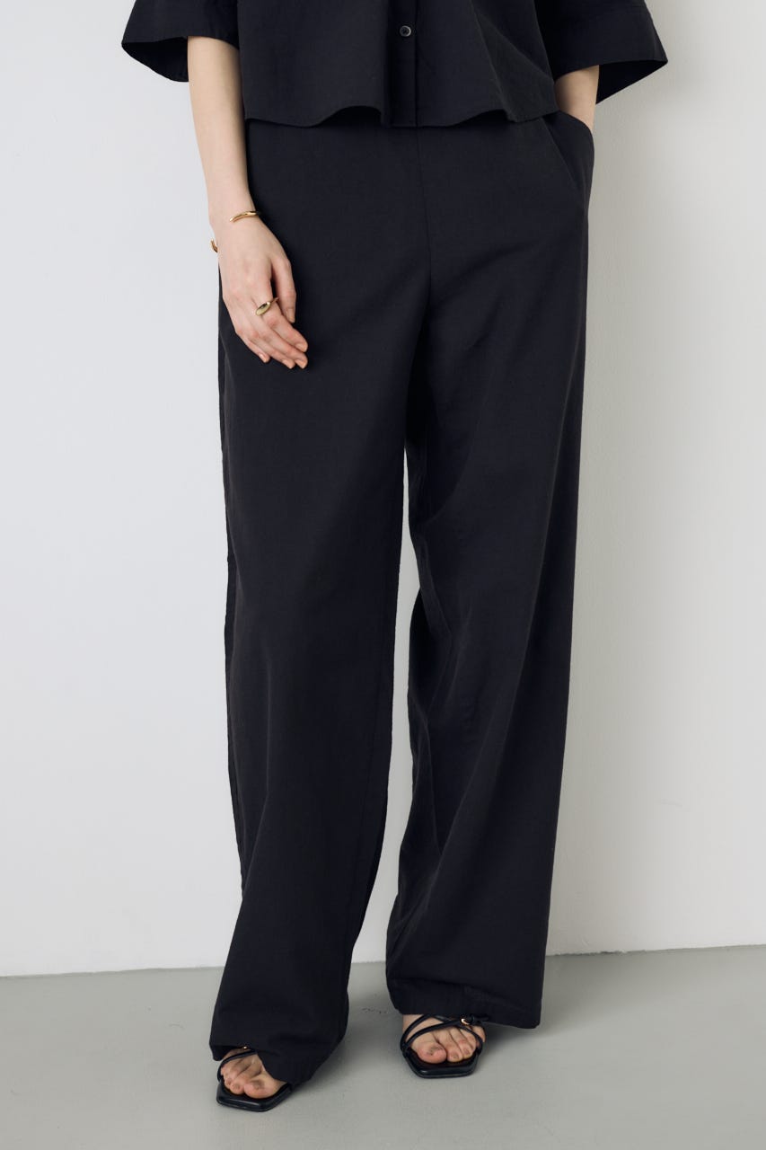 フレンチリネンCOOLMAXイージーパンツ BLK S